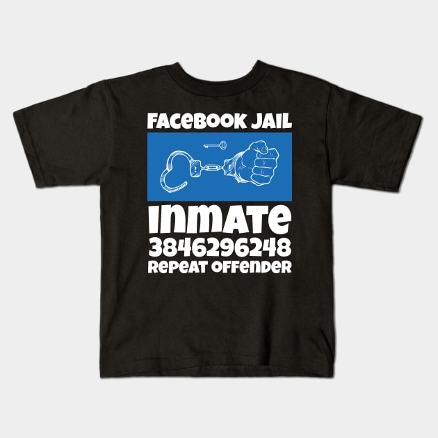 Facebook Jail Inmate Repeat Offender Kids T-Shirt by Shamim Akhtar